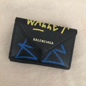 balenciaga papier mini wallet graffiti